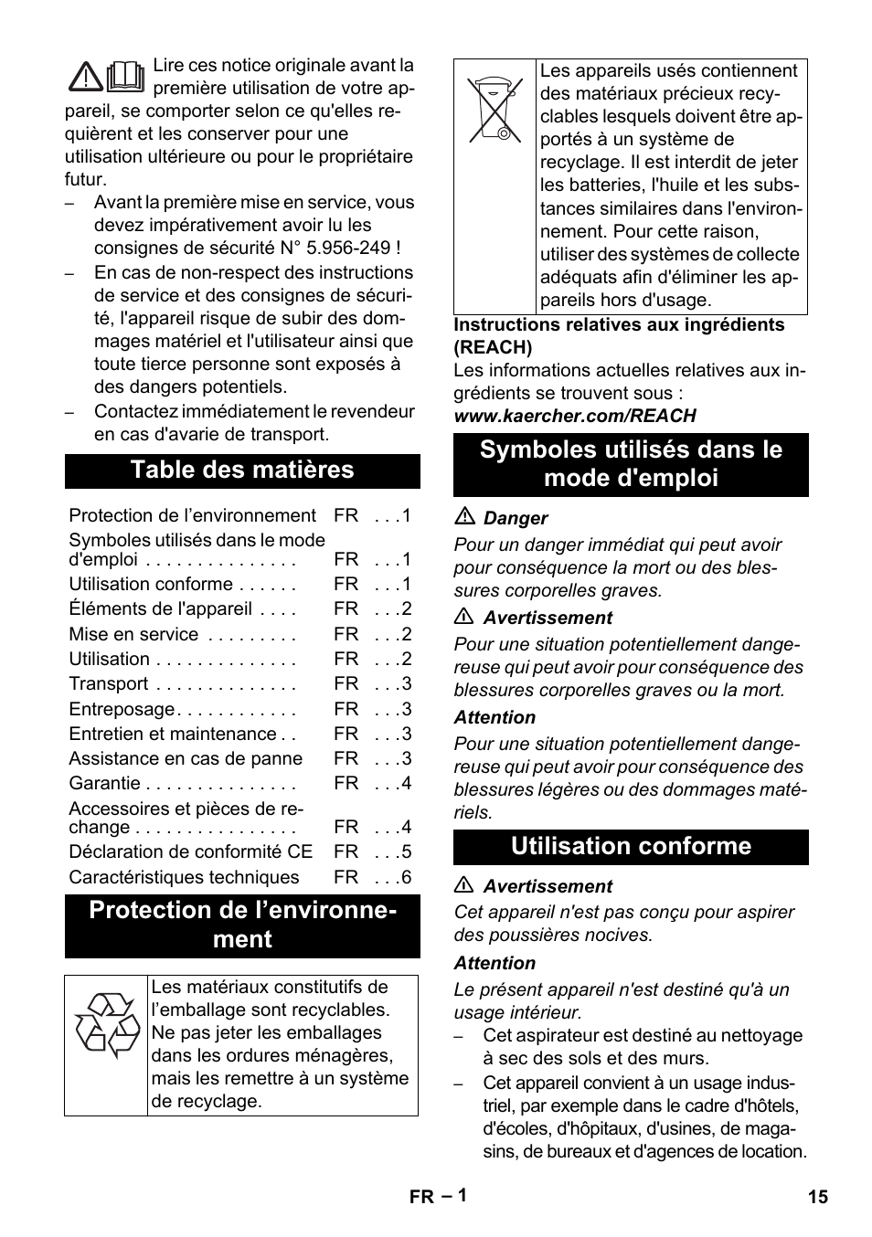 Karcher T 15-1+ ESB28 EU User Manual | Page 15 / 156