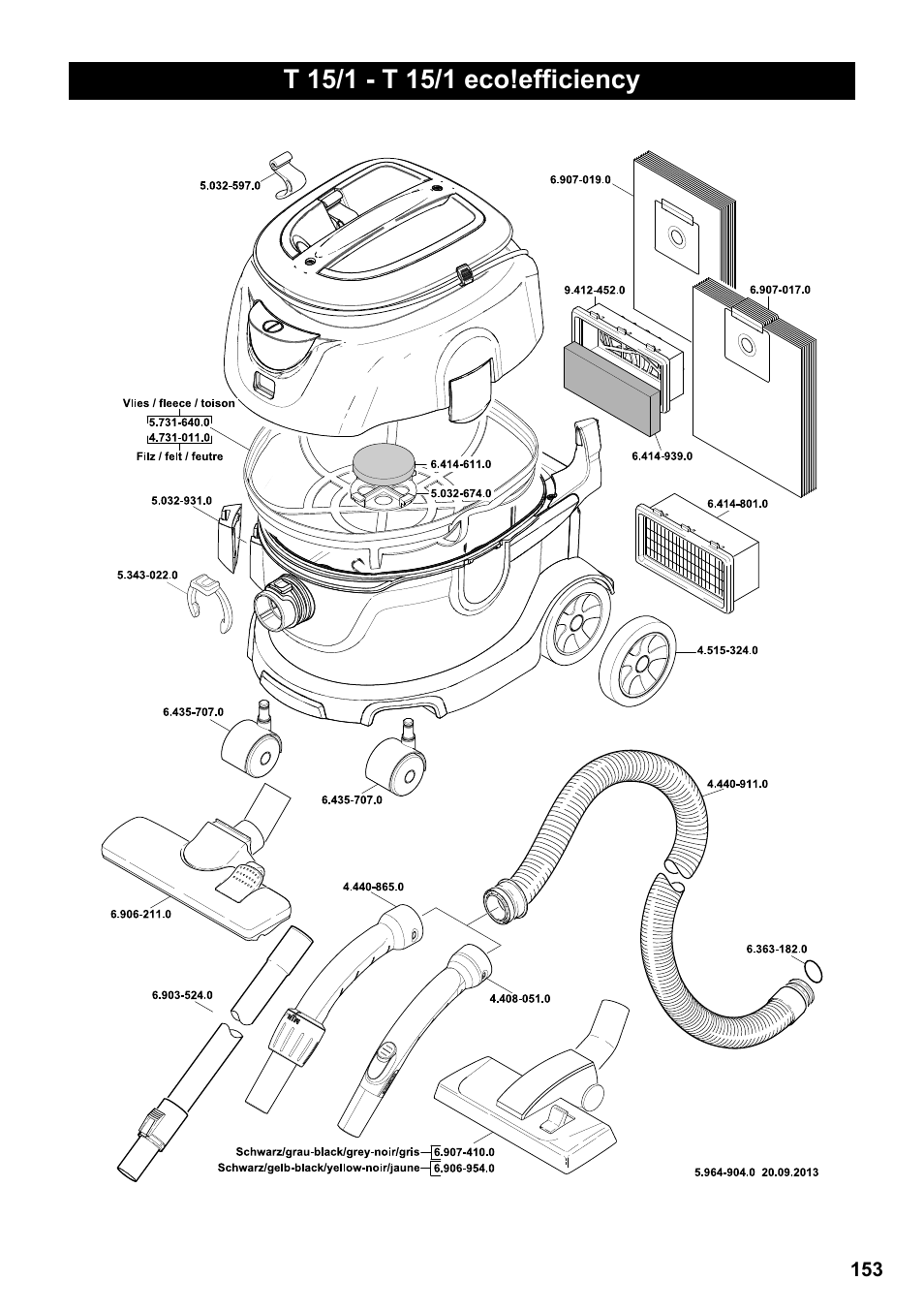 Karcher T 15-1+ ESB28 EU User Manual | Page 153 / 156