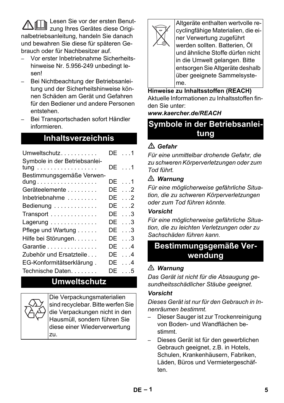 Karcher T 15-1+ ESB28 EU User Manual | Page 5 / 156