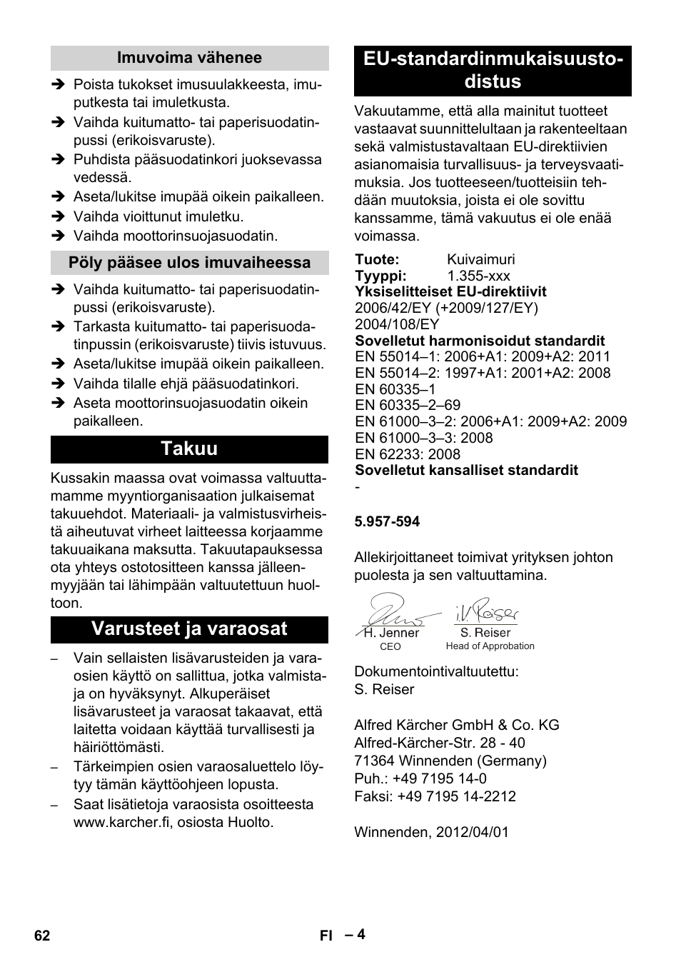 Karcher T 15-1+ ESB28 EU User Manual | Page 62 / 156