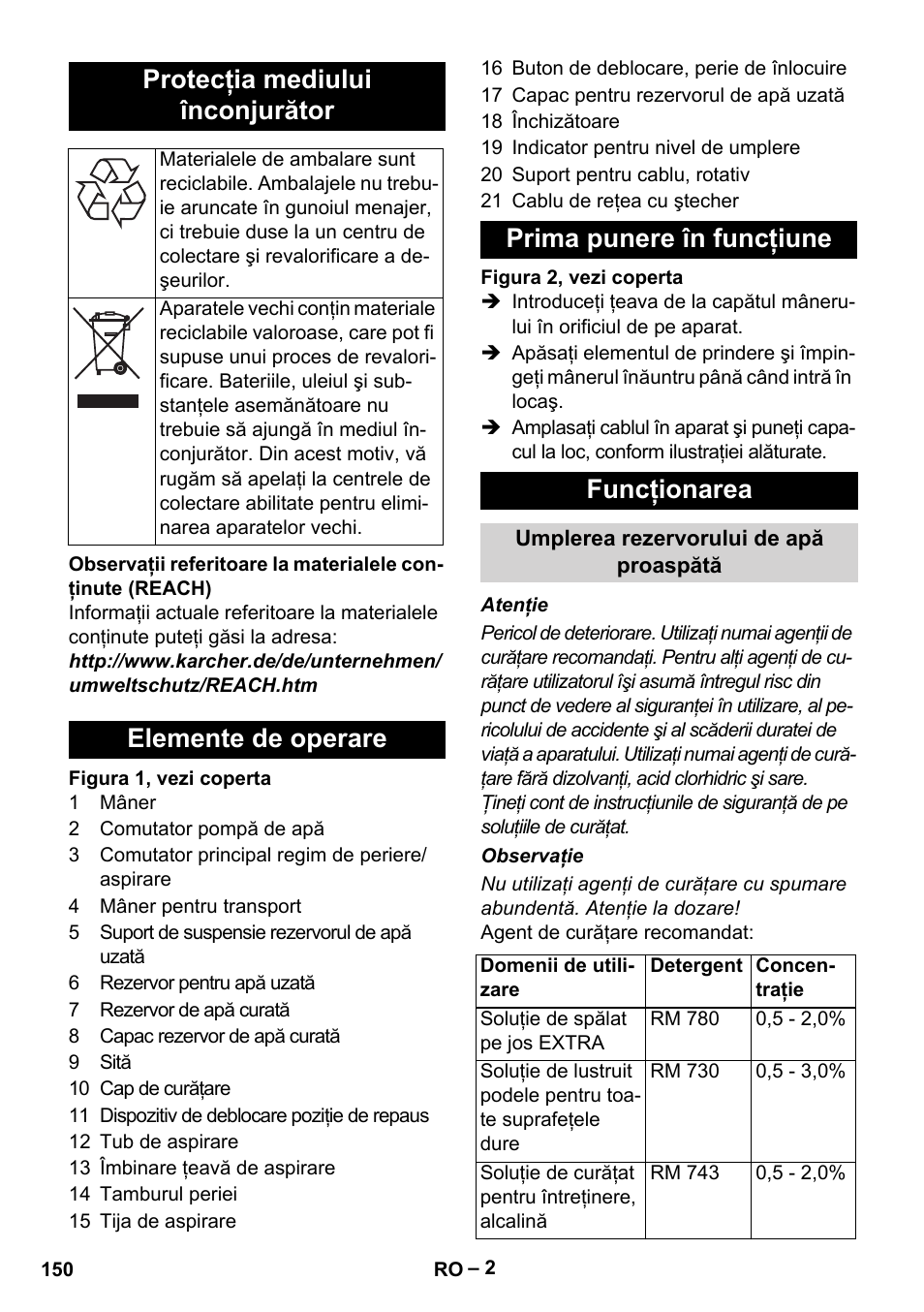 Protecţia mediului înconjurător | Karcher Hartbodenreiniger BR 4-300 User Manual | Page 150 / 232