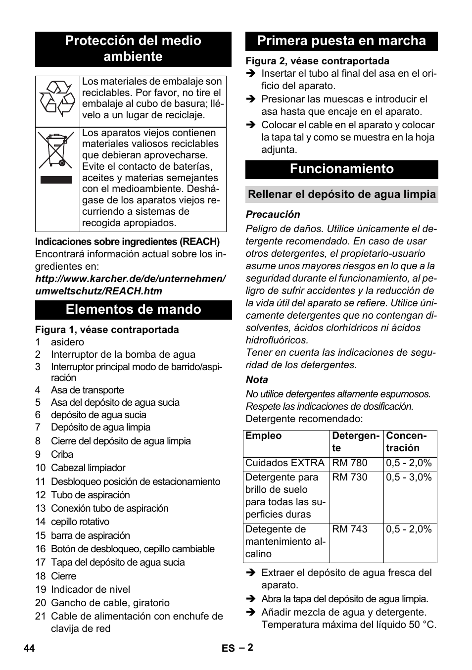 Protección del medio ambiente | Karcher Hartbodenreiniger BR 4-300 User Manual | Page 44 / 232