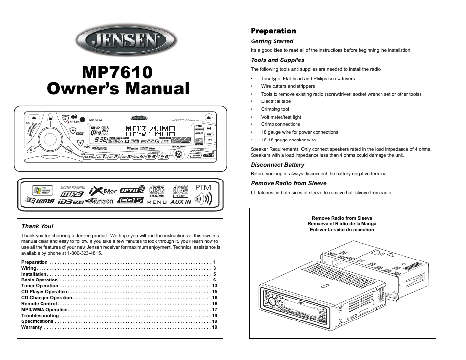 Audiovox MP7610 User Manual | 25 pages