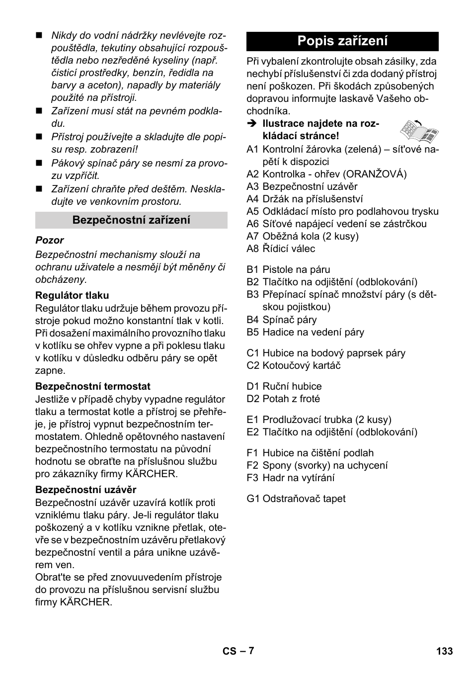 Popis zařízení | Karcher SC 1-010 User Manual | Page 133 / 230