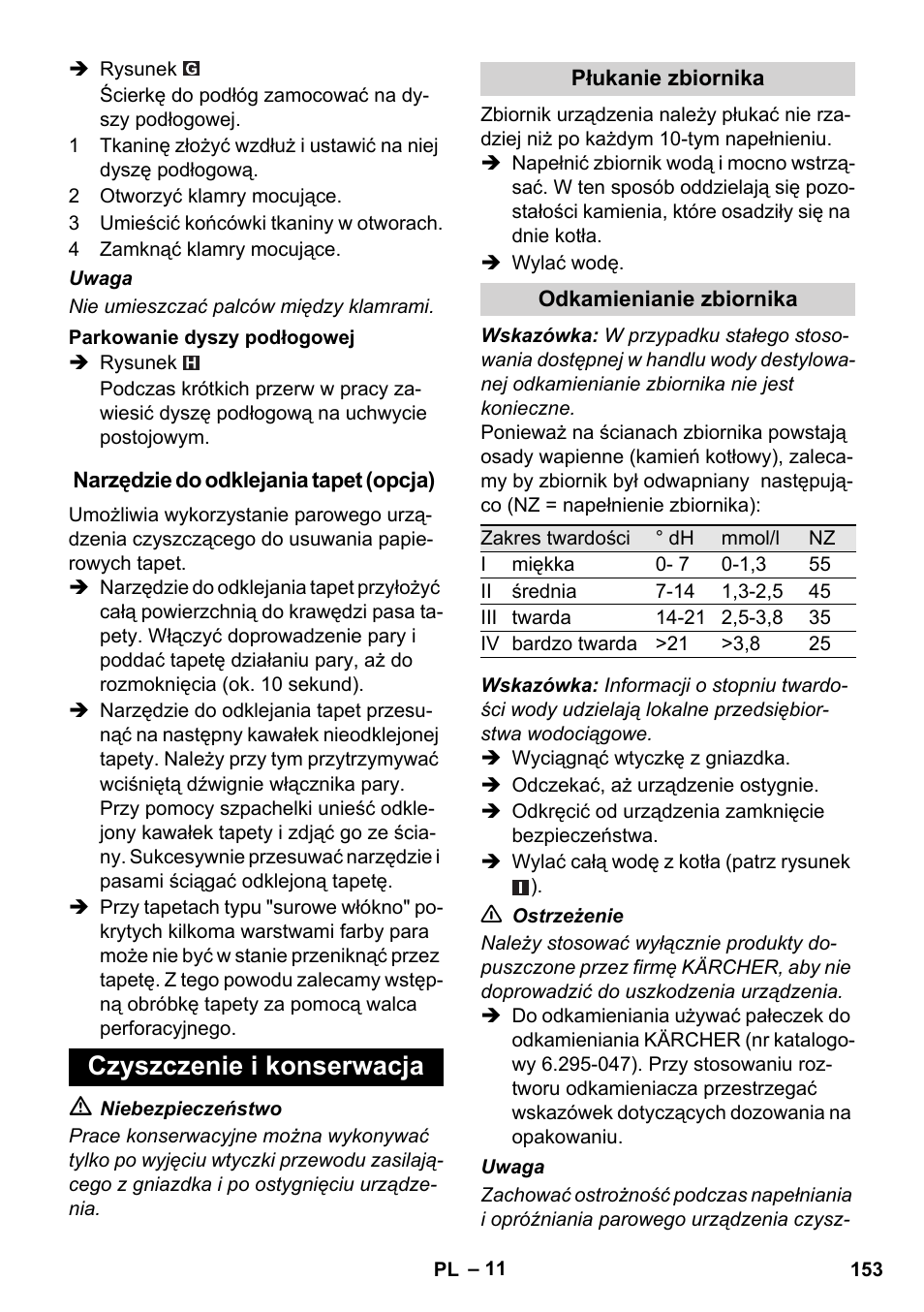 Czyszczenie i konserwacja | Karcher SC 1-010 User Manual | Page 153 / 230