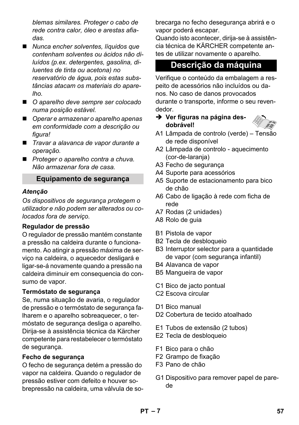 Descrição da máquina | Karcher SC 1-010 User Manual | Page 57 / 230