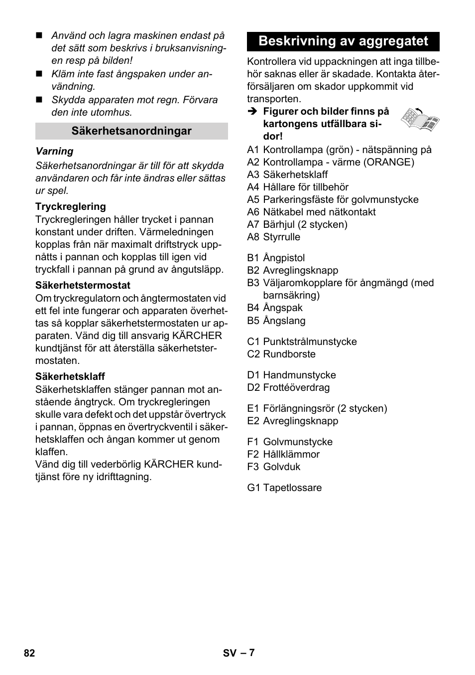 Beskrivning av aggregatet | Karcher SC 1-010 User Manual | Page 82 / 230