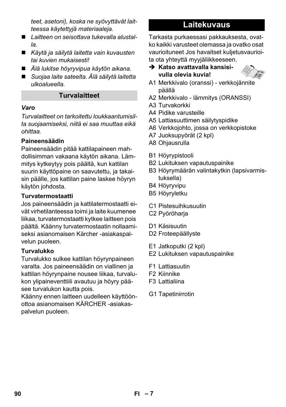 Laitekuvaus | Karcher SC 1-010 User Manual | Page 90 / 230