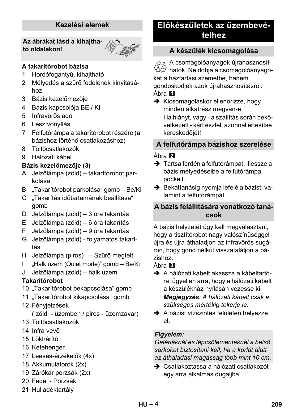 Előkészületek az üzembevé- telhez | Karcher RC 4-000 User Manual | Page 209 / 392