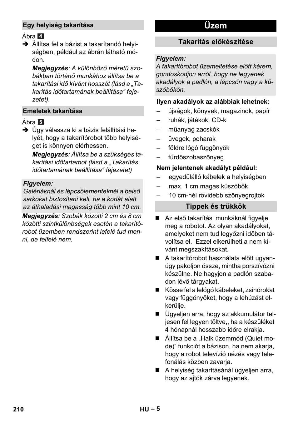 Üzem | Karcher RC 4-000 User Manual | Page 210 / 392