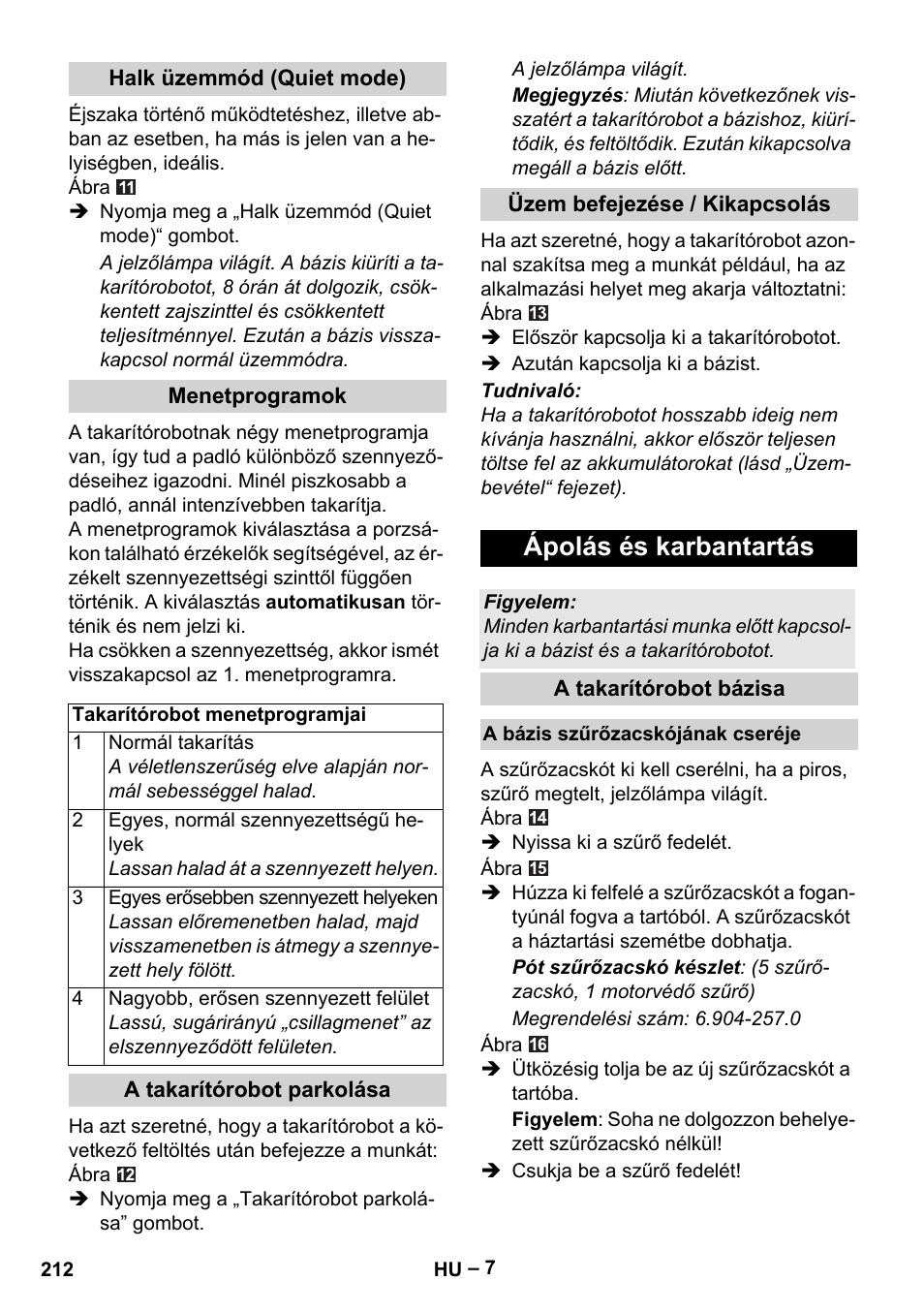 Ápolás és karbantartás | Karcher RC 4-000 User Manual | Page 212 / 392