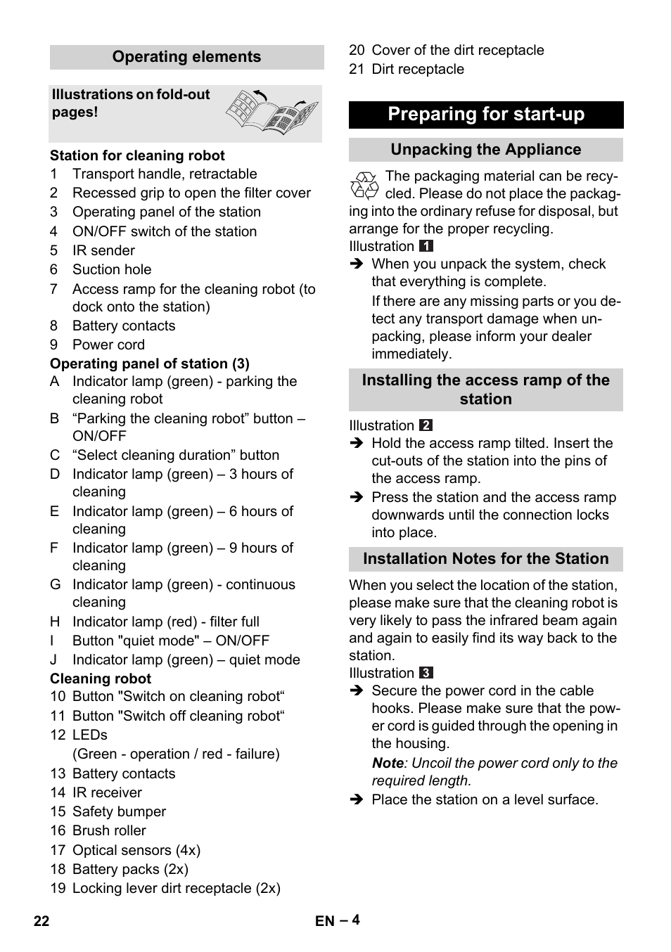 Preparing for start-up | Karcher RC 4-000 User Manual | Page 22 / 392