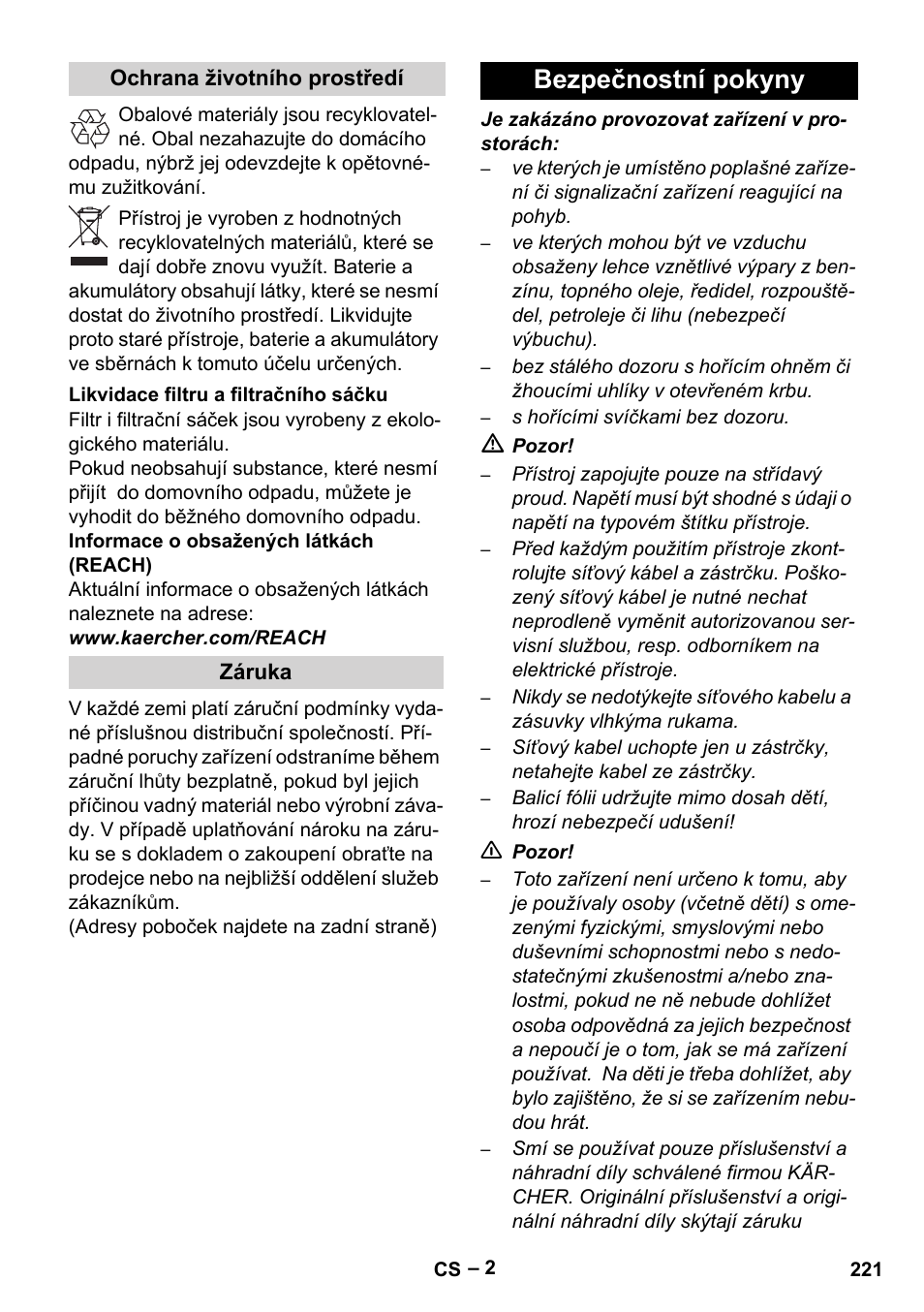 Bezpečnostní pokyny | Karcher RC 4-000 User Manual | Page 221 / 392