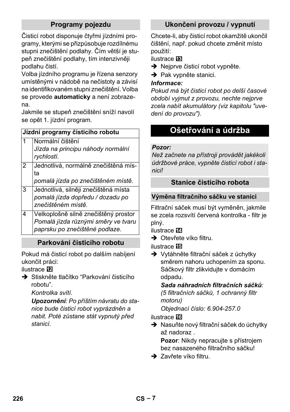 Ošetřování a údržba | Karcher RC 4-000 User Manual | Page 226 / 392