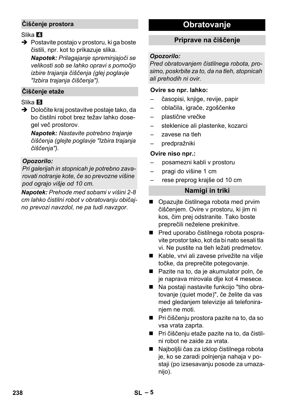 Obratovanje | Karcher RC 4-000 User Manual | Page 238 / 392