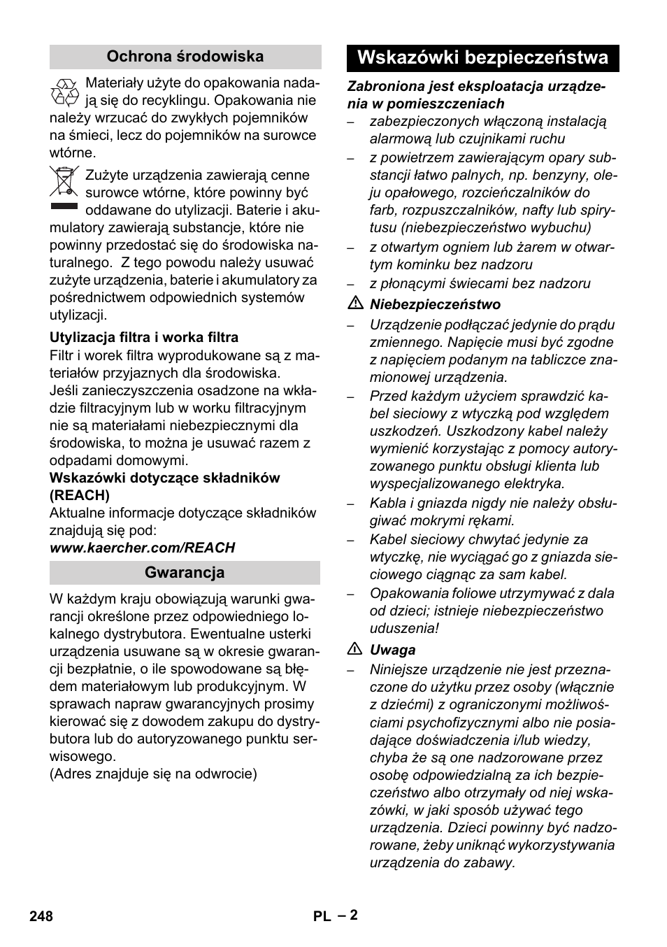 Wskazówki bezpieczeństwa | Karcher RC 4-000 User Manual | Page 248 / 392