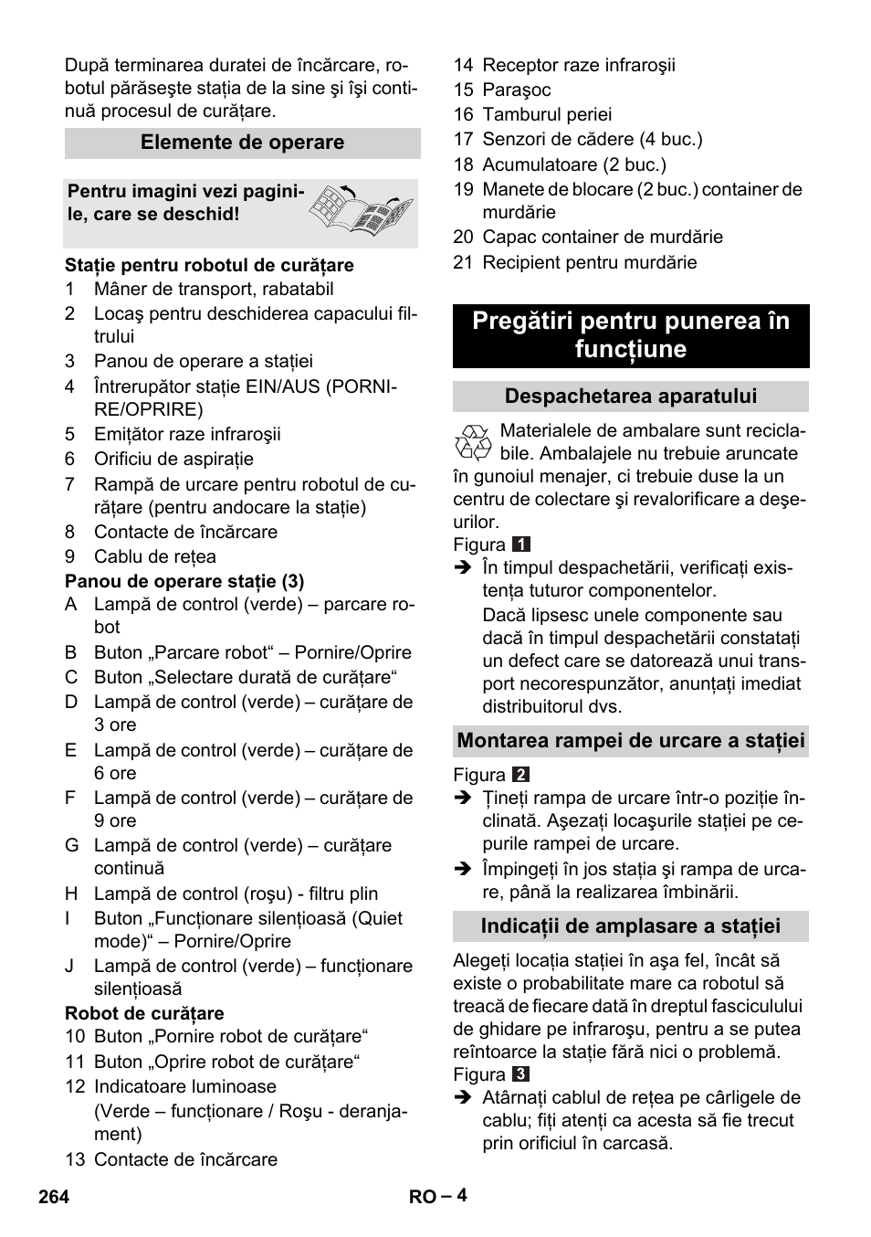 Pregătiri pentru punerea în funcţiune | Karcher RC 4-000 User Manual | Page 264 / 392