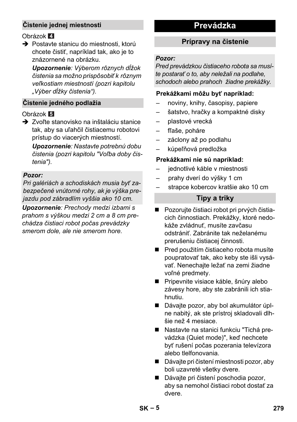 Prevádzka | Karcher RC 4-000 User Manual | Page 279 / 392