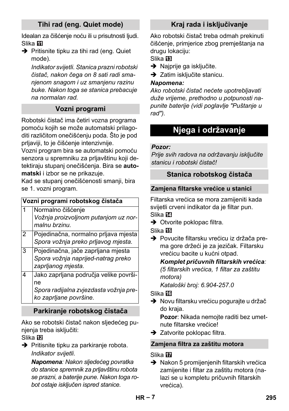 Njega i održavanje | Karcher RC 4-000 User Manual | Page 295 / 392