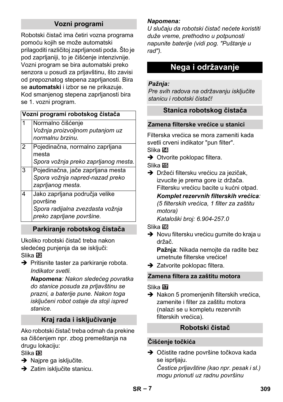 Nega i održavanje | Karcher RC 4-000 User Manual | Page 309 / 392