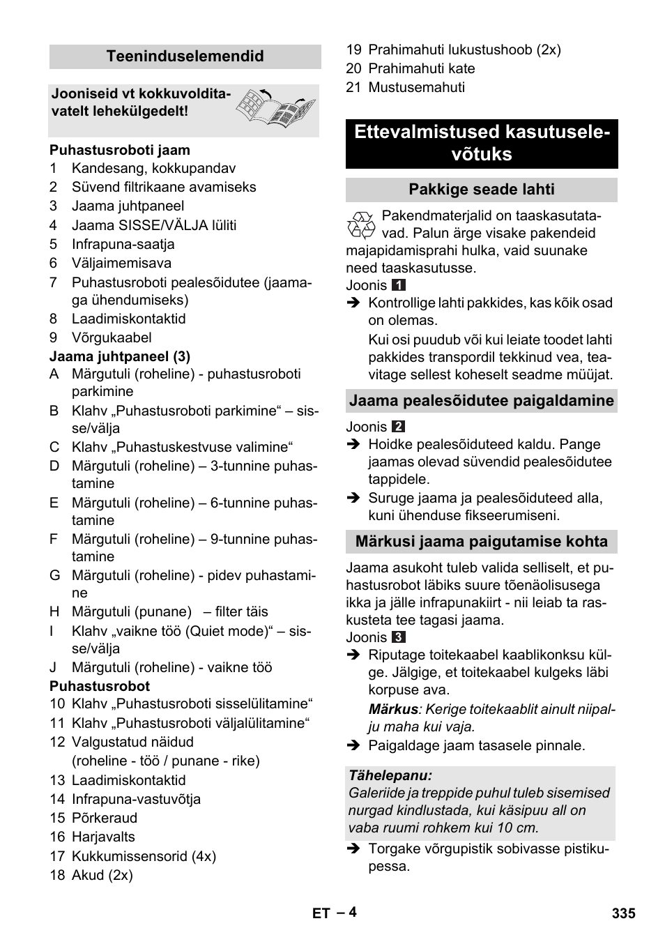 Ettevalmistused kasutusele- võtuks | Karcher RC 4-000 User Manual | Page 335 / 392