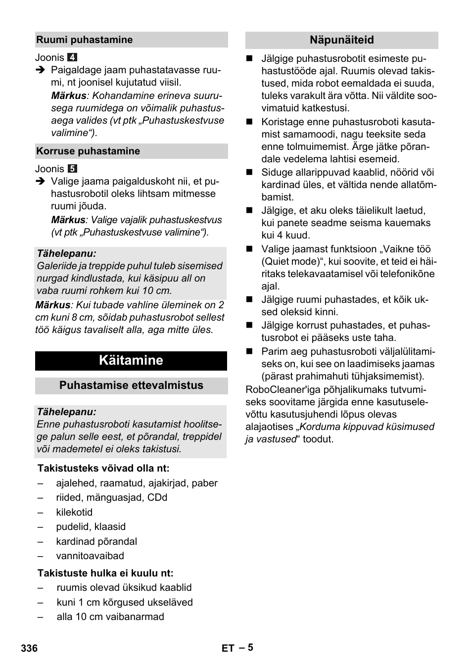 Käitamine | Karcher RC 4-000 User Manual | Page 336 / 392