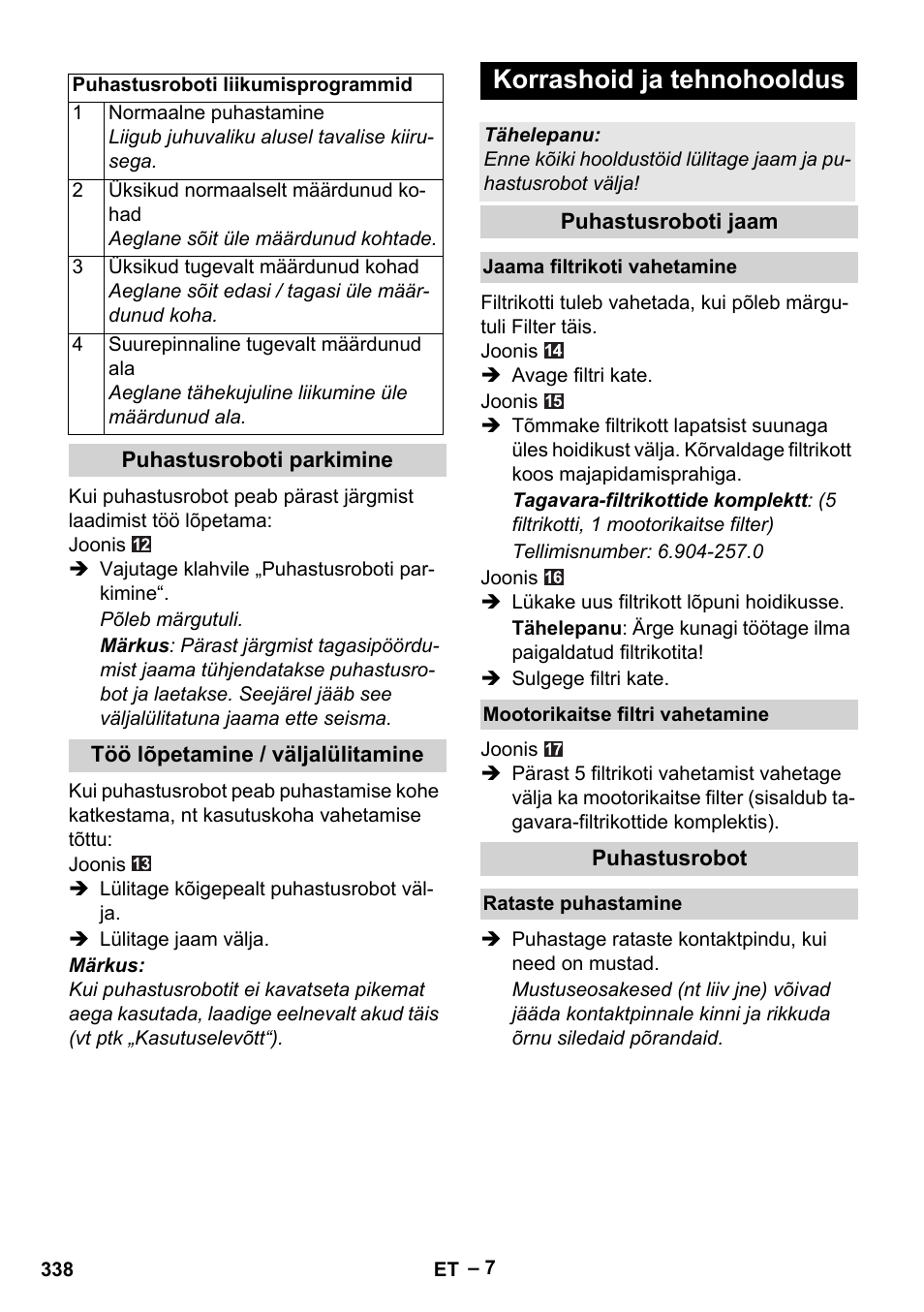 Korrashoid ja tehnohooldus | Karcher RC 4-000 User Manual | Page 338 / 392