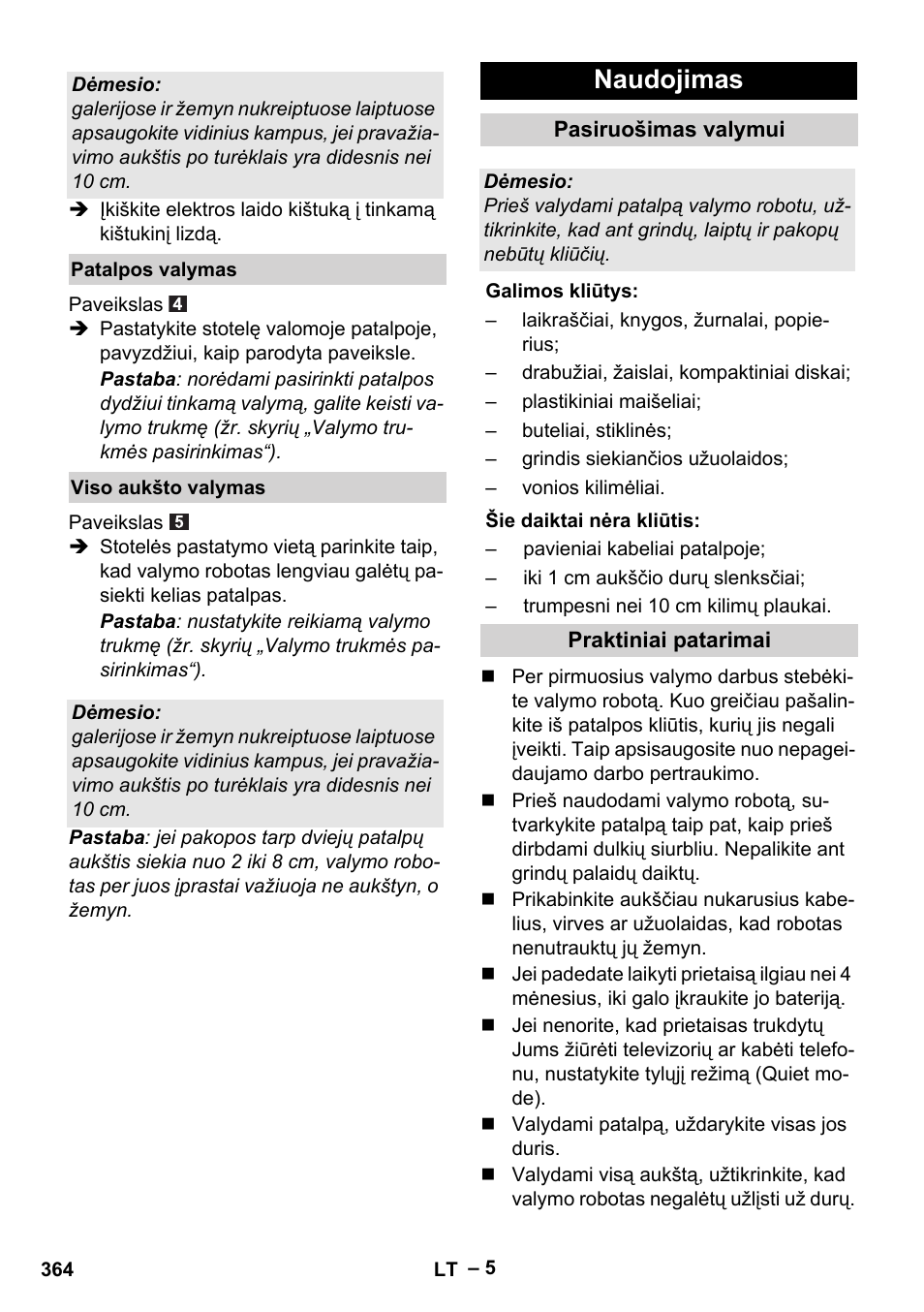 Naudojimas | Karcher RC 4-000 User Manual | Page 364 / 392