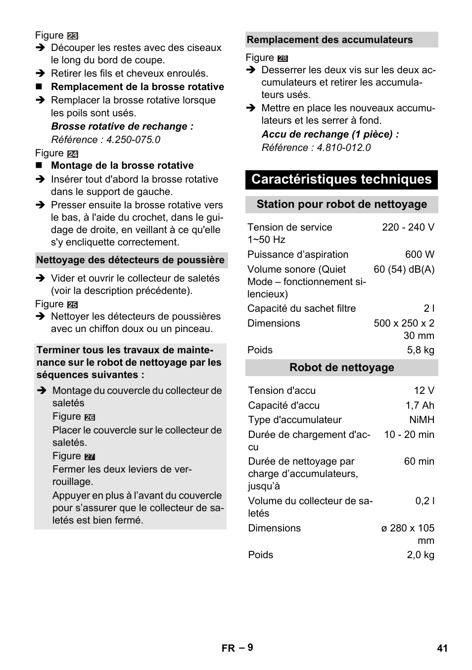 Caractéristiques techniques | Karcher RC 4-000 User Manual | Page 41 / 392