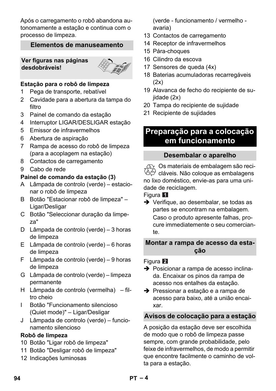 Preparação para a colocação em funcionamento | Karcher RC 4-000 User Manual | Page 94 / 392