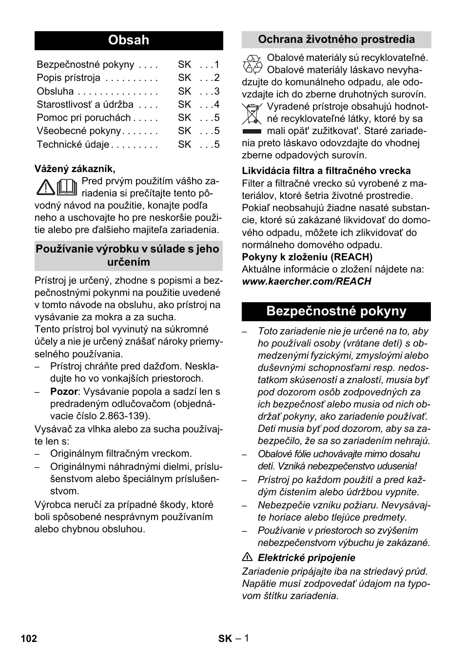 Karcher WD 3-800 M eco!ogic User Manual | Page 102 / 150