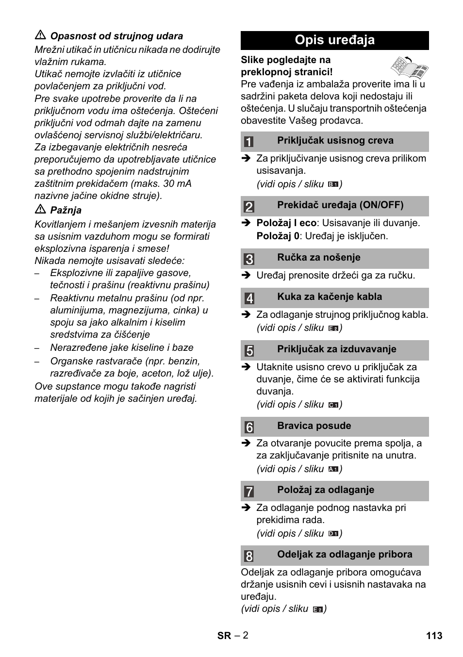 Opis uređaja | Karcher WD 3-800 M eco!ogic User Manual | Page 113 / 150