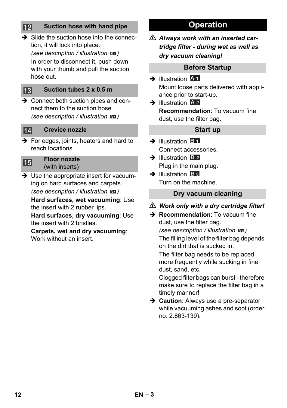 Operation | Karcher WD 3-800 M eco!ogic User Manual | Page 12 / 150