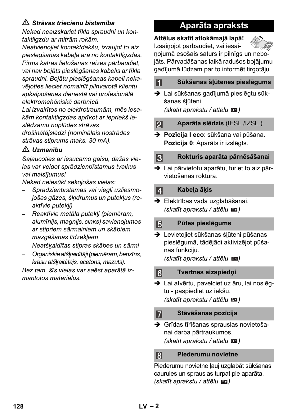 Aparāta apraksts | Karcher WD 3-800 M eco!ogic User Manual | Page 128 / 150