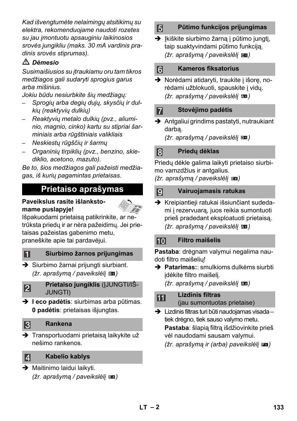 Prietaiso aprašymas | Karcher WD 3-800 M eco!ogic User Manual | Page 133 / 150