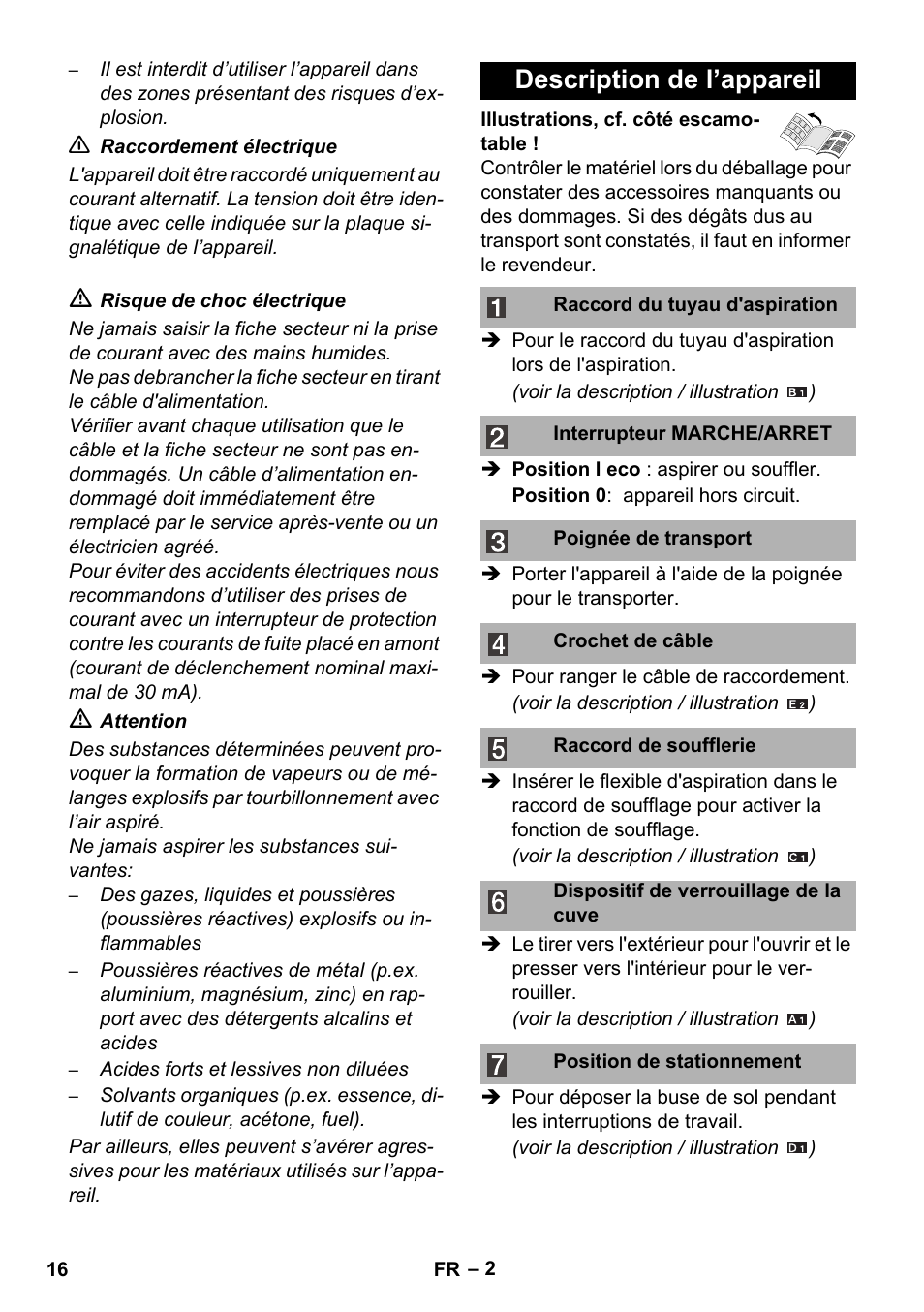 Description de l’appareil | Karcher WD 3-800 M eco!ogic User Manual | Page 16 / 150