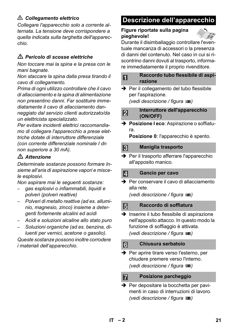 Descrizione dell’apparecchio | Karcher WD 3-800 M eco!ogic User Manual | Page 21 / 150