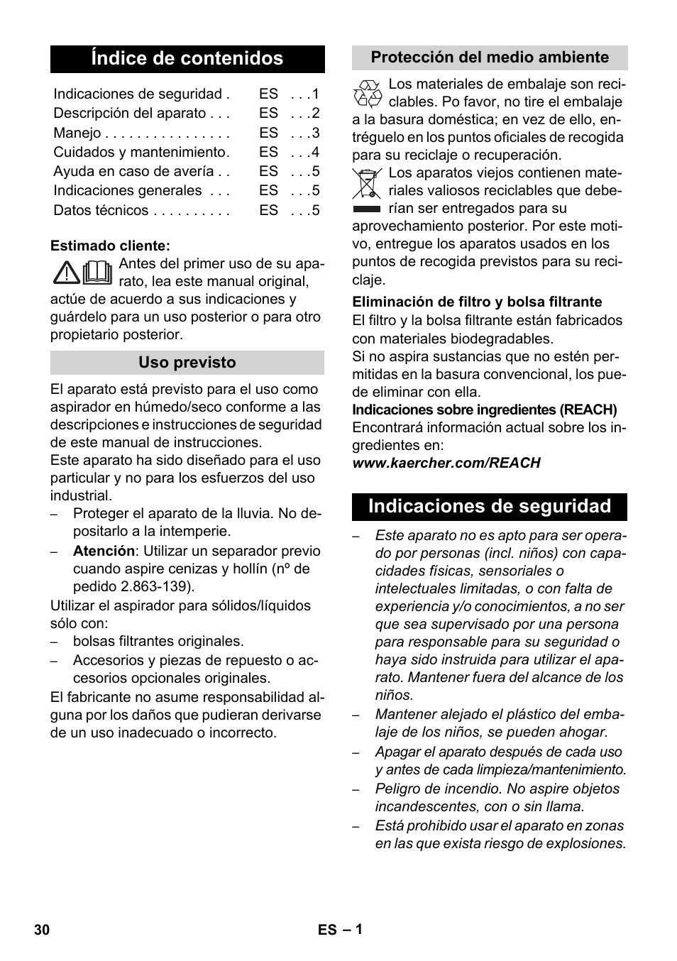 Karcher WD 3-800 M eco!ogic User Manual | Page 30 / 150