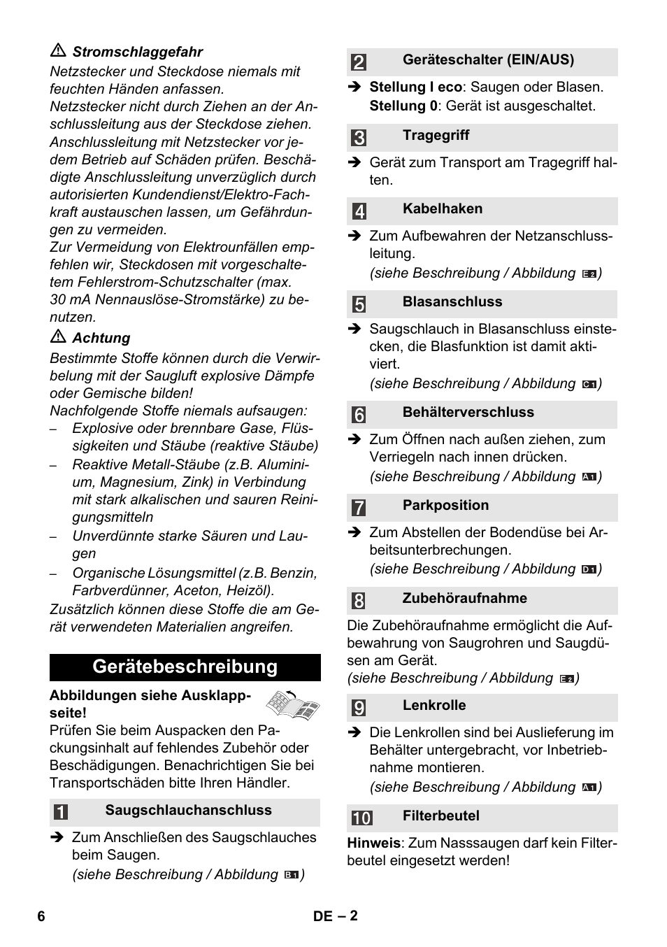 Gerätebeschreibung | Karcher WD 3-800 M eco!ogic User Manual | Page 6 / 150