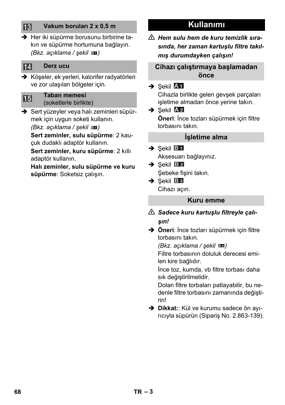 Kullanımı | Karcher WD 3-800 M eco!ogic User Manual | Page 68 / 150