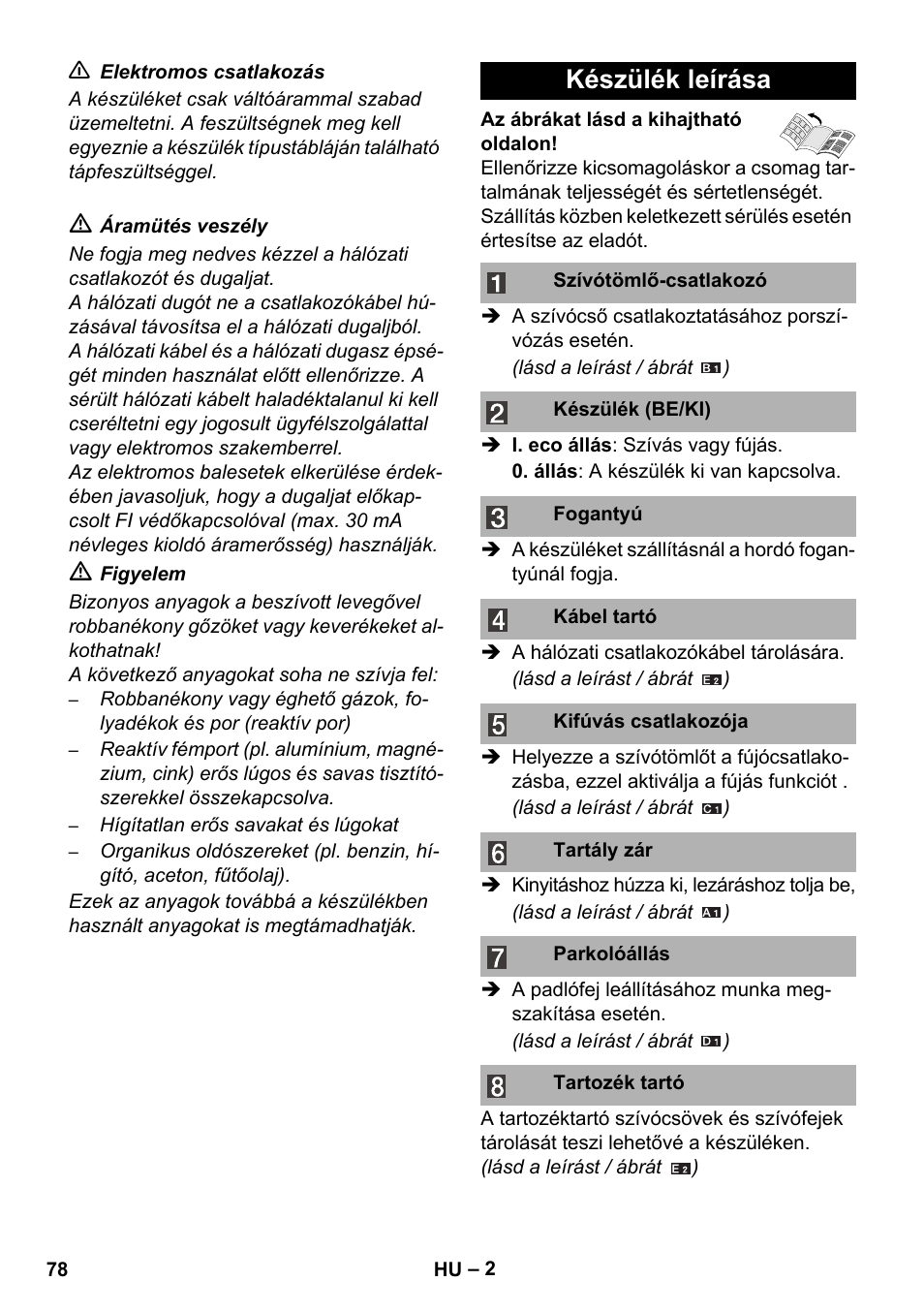 Készülék leírása | Karcher WD 3-800 M eco!ogic User Manual | Page 78 / 150