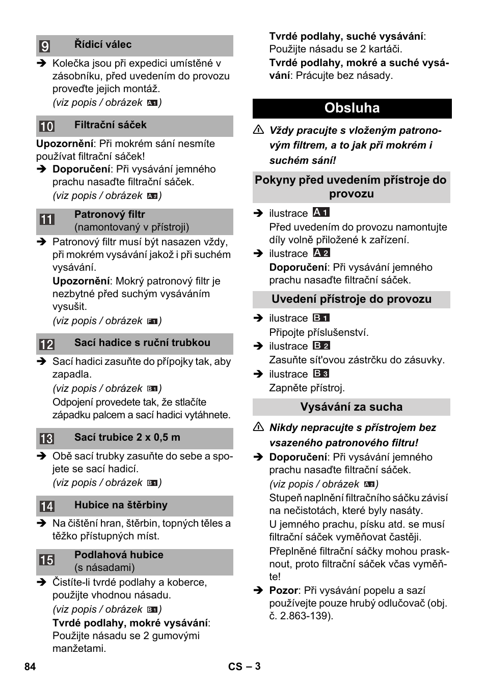 Obsluha | Karcher WD 3-800 M eco!ogic User Manual | Page 84 / 150