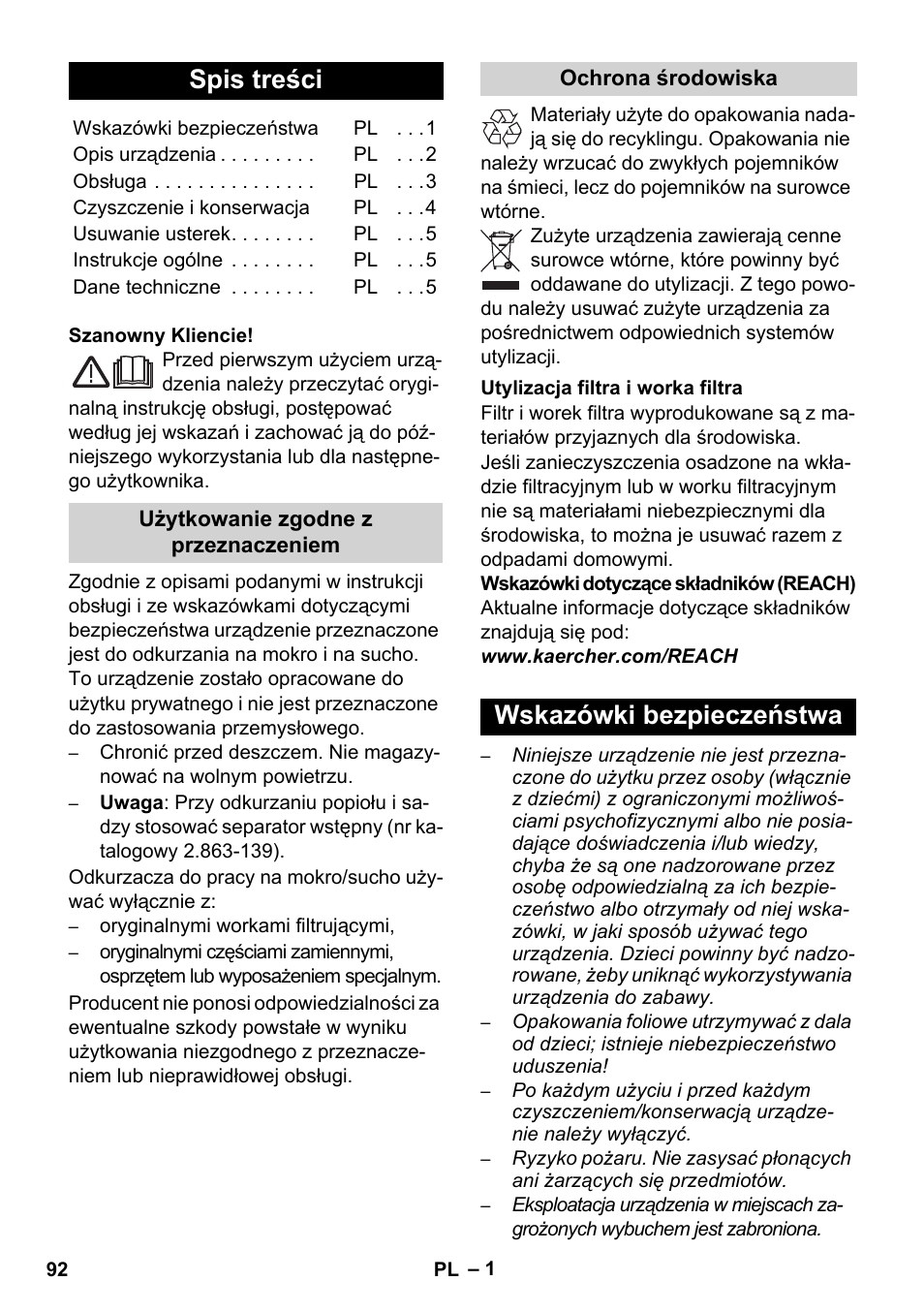 Karcher WD 3-800 M eco!ogic User Manual | Page 92 / 150