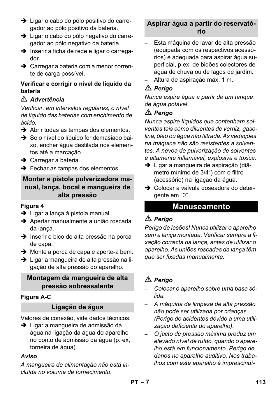 Manuseamento | Karcher HDS 1000 De User Manual | Page 113 / 474