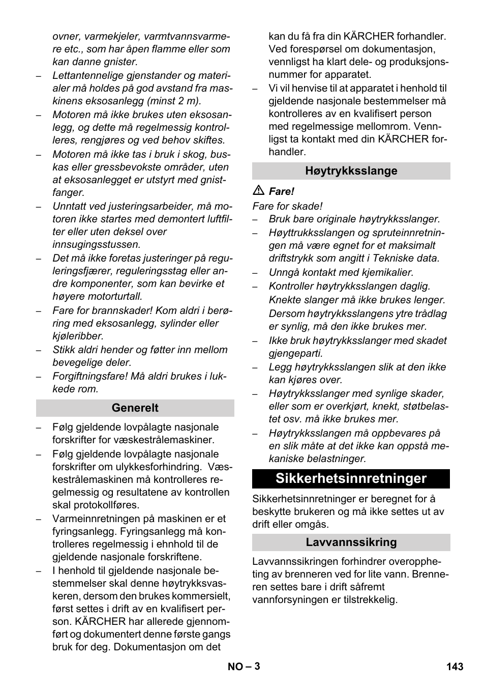 Sikkerhetsinnretninger | Karcher HDS 1000 De User Manual | Page 143 / 474