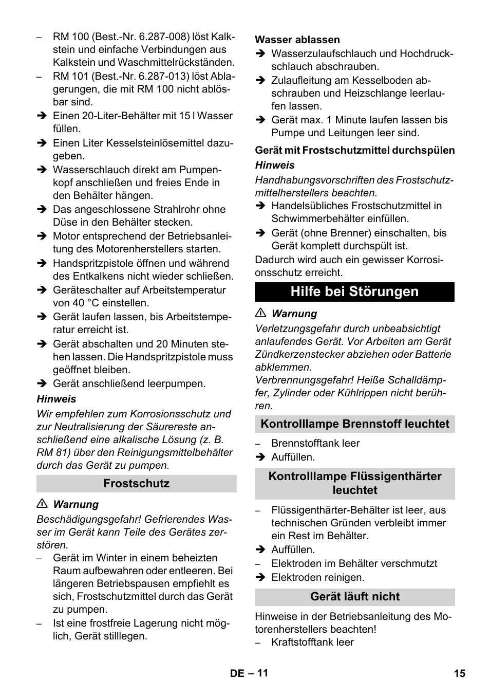 Hilfe bei störungen | Karcher HDS 1000 De User Manual | Page 15 / 474