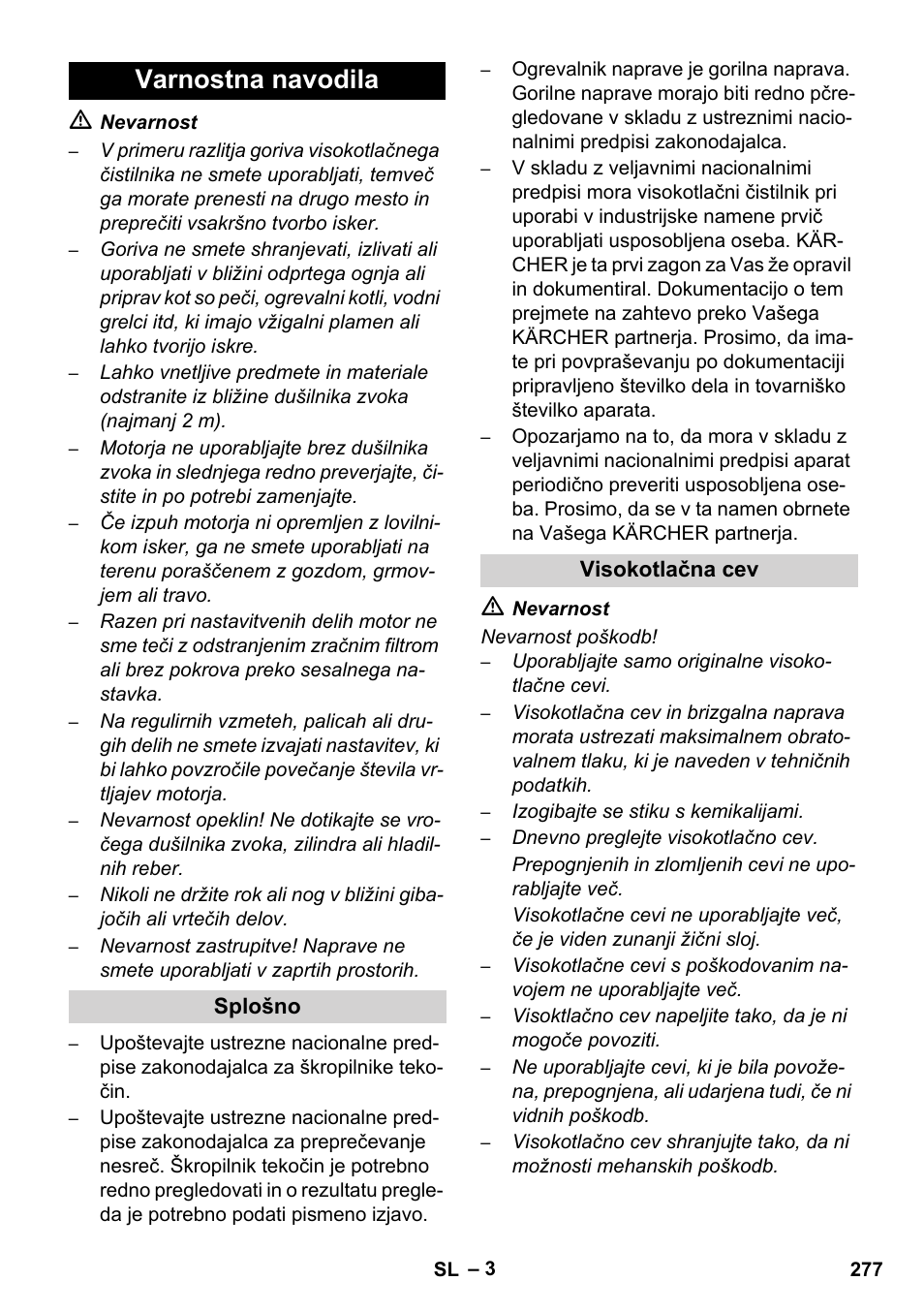 Varnostna navodila | Karcher HDS 1000 De User Manual | Page 277 / 474