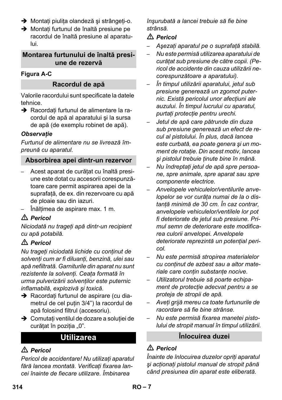 Utilizarea | Karcher HDS 1000 De User Manual | Page 314 / 474