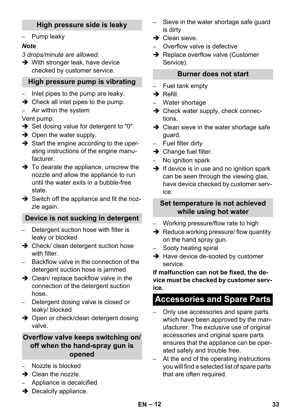 Accessories and spare parts | Karcher HDS 1000 De User Manual | Page 33 / 474