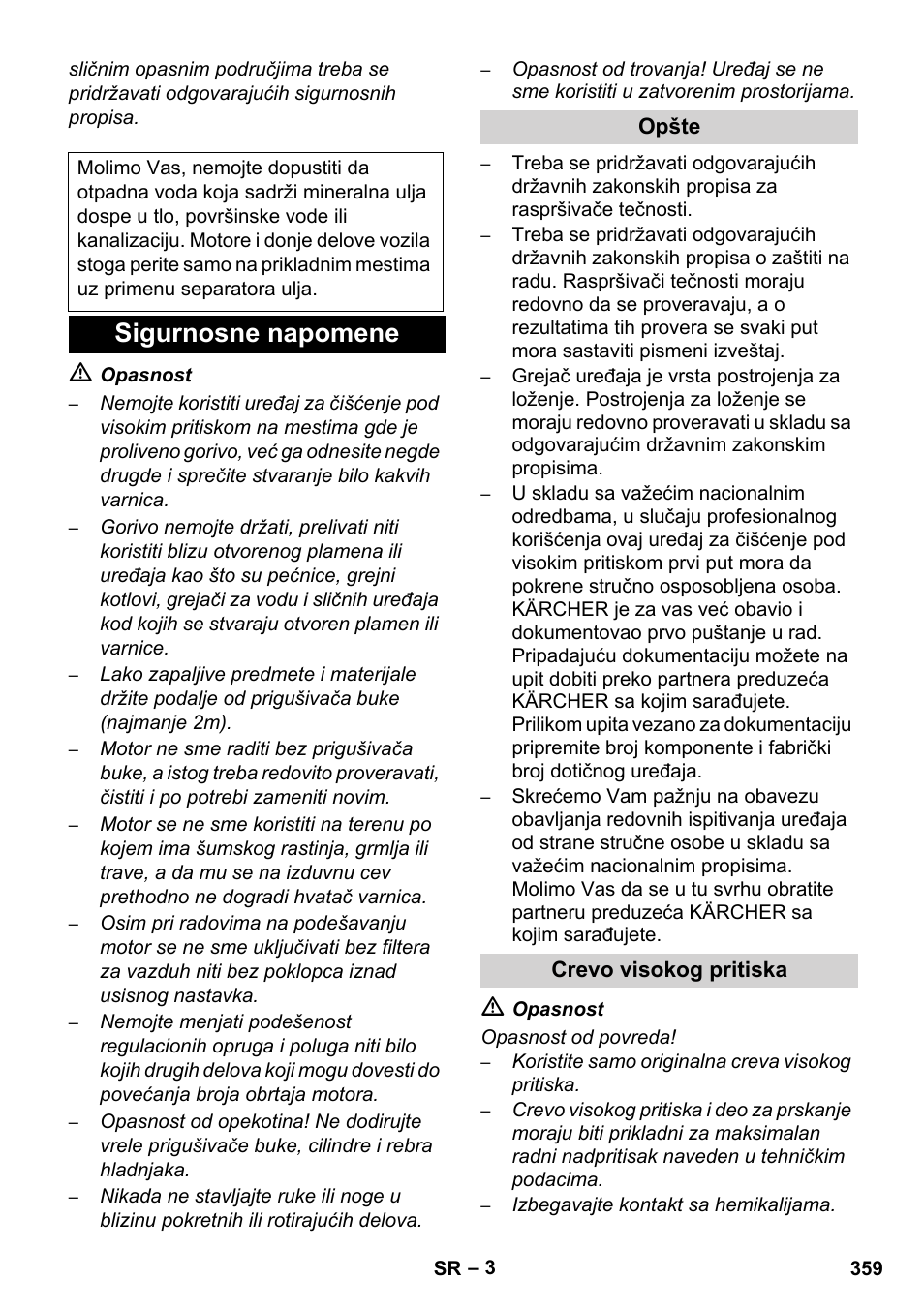 Sigurnosne napomene | Karcher HDS 1000 De User Manual | Page 359 / 474